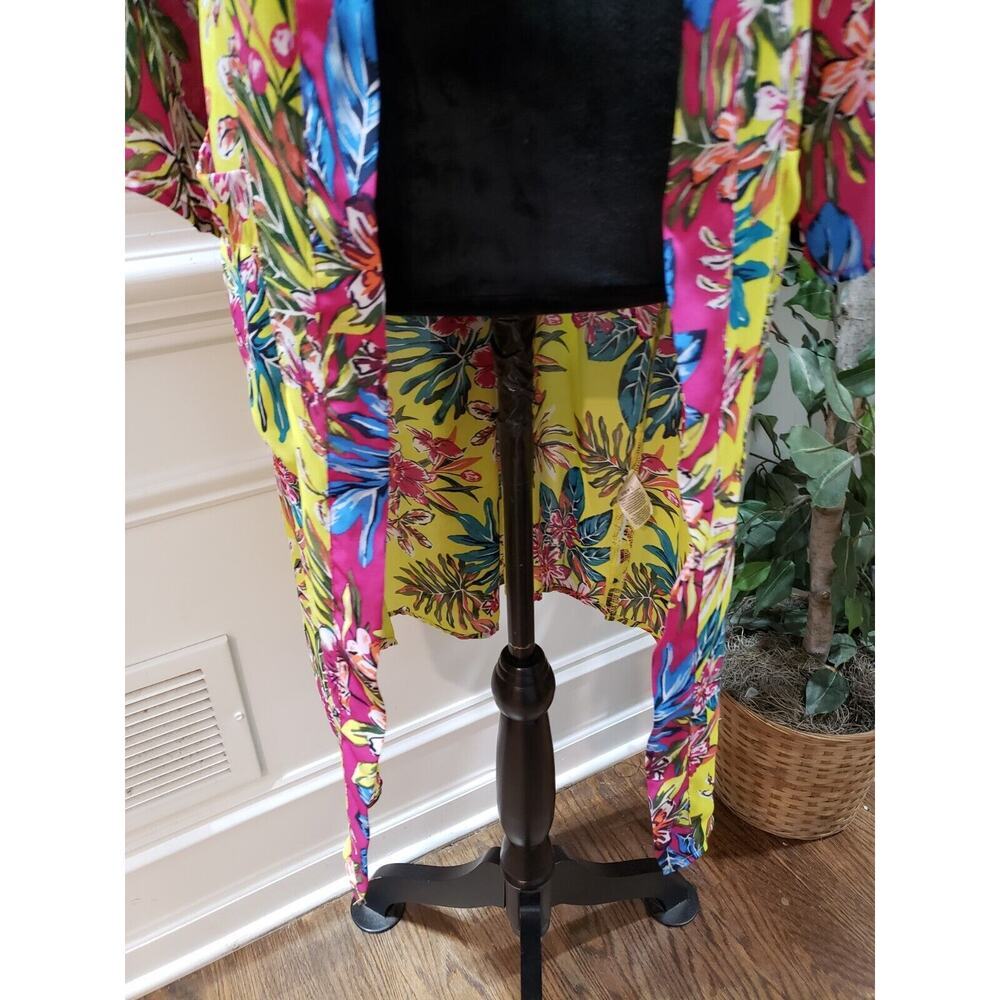 Women's Multicolor Floral Polyester Long Sleeve Casual Open Front Blazer Large - Picture 3 of 13